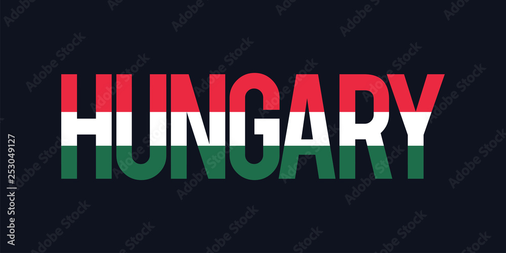 Hungary text with flag