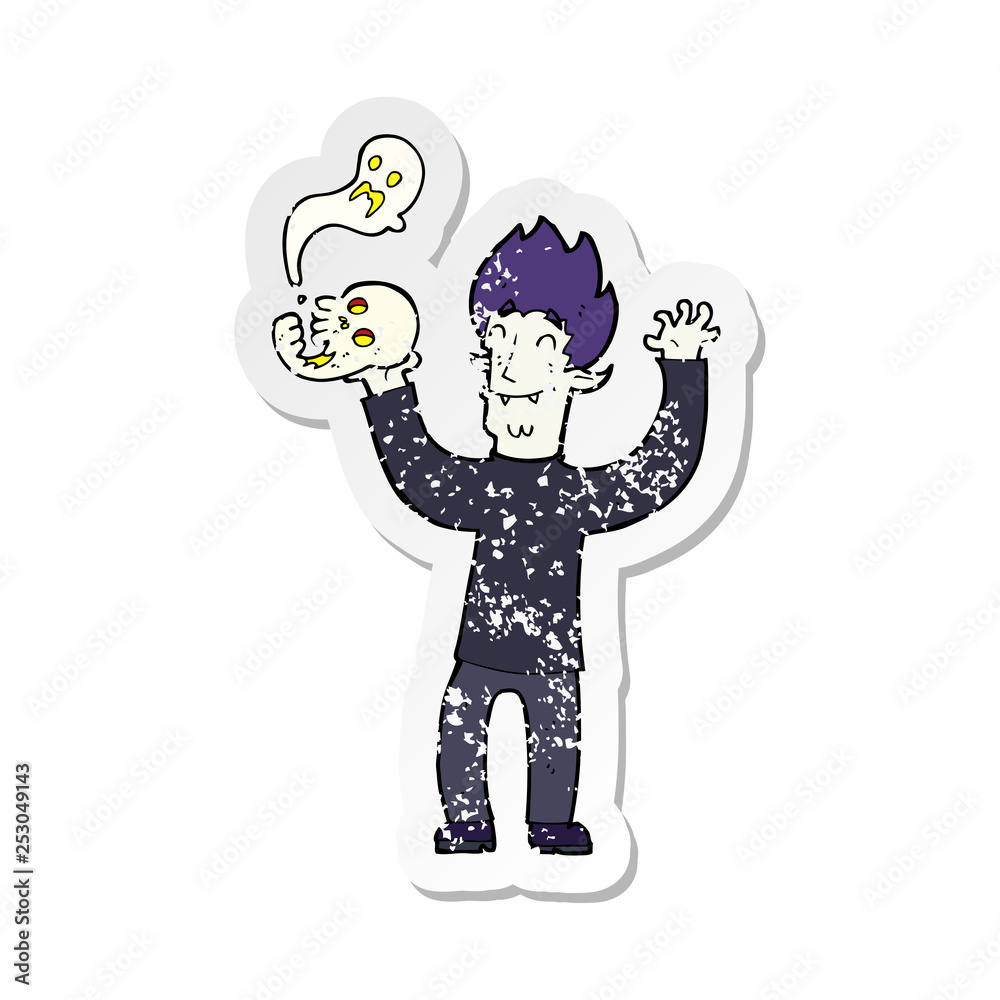 Fototapeta premium retro distressed sticker of a cartoon spooky vampire