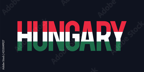 Hungary text with flag