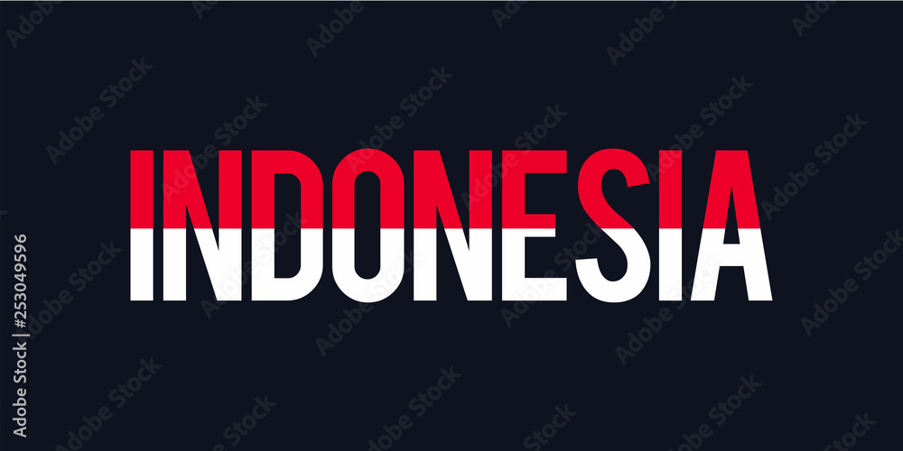 Indonesia text with flag