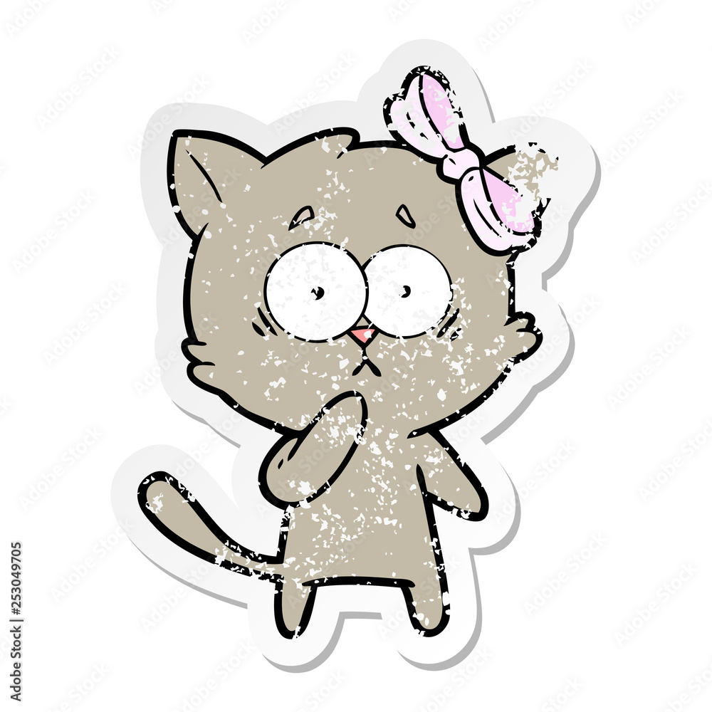 Fototapeta premium distressed sticker of a cartoon cat
