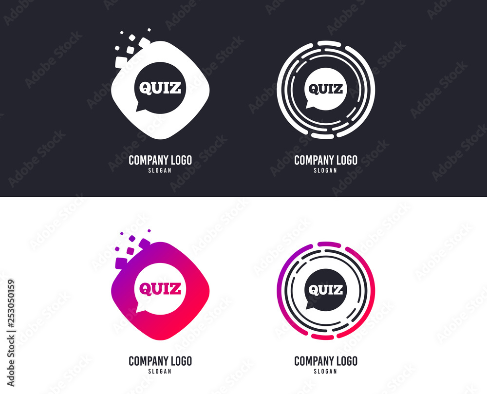 Logotype concept. Quiz speech bubble sign icon. Questions and answers game symbol. Logo design. Colorful buttons with icons. Vector