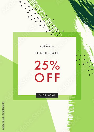 St. Patrick's Day sale banner with stylish background for social media, ads and email design, web site, flyer, poster, store display, promotional material and announcement.