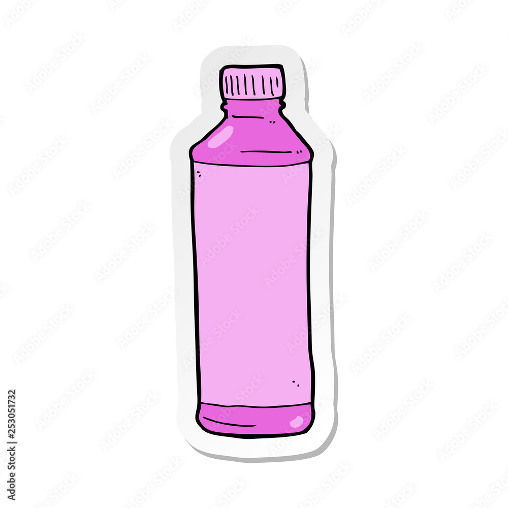 sticker of a cartoon pink bottle sticker of a cartoon pink bottle