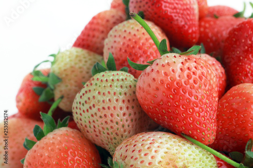 fresh strawberries on white background