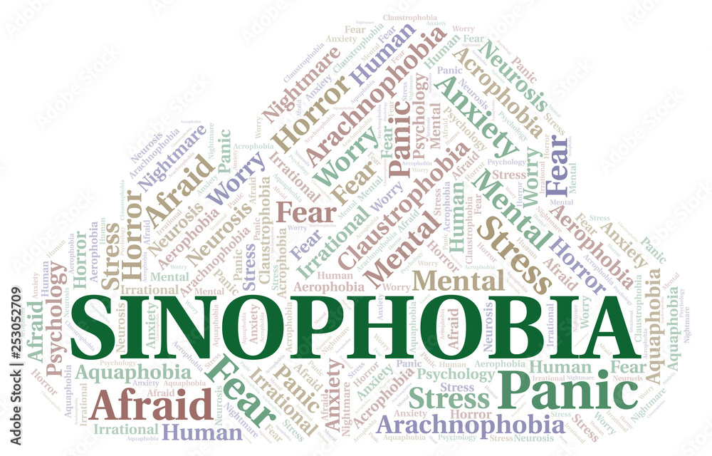 Obraz premium Sinophobia word cloud.