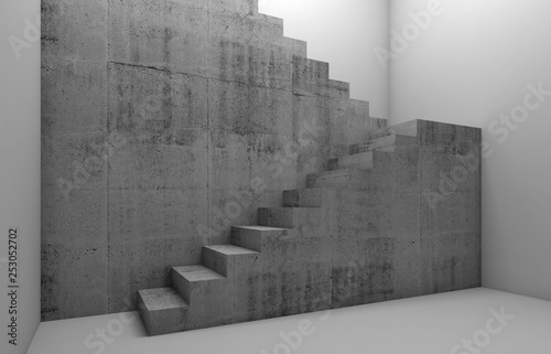 Concrete stairway construction 3d