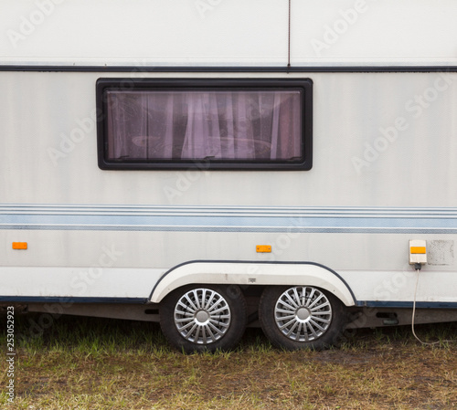 A travel trailer (camper trailer, caravan).