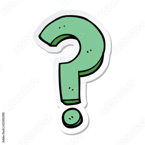 sticker of a cartoon question mark