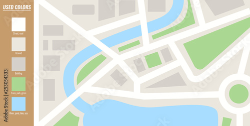 Map template. Flat color style Vector illustration.