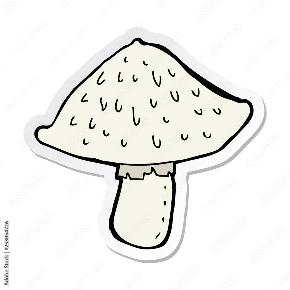 sticker of a cartoon wild mushroom