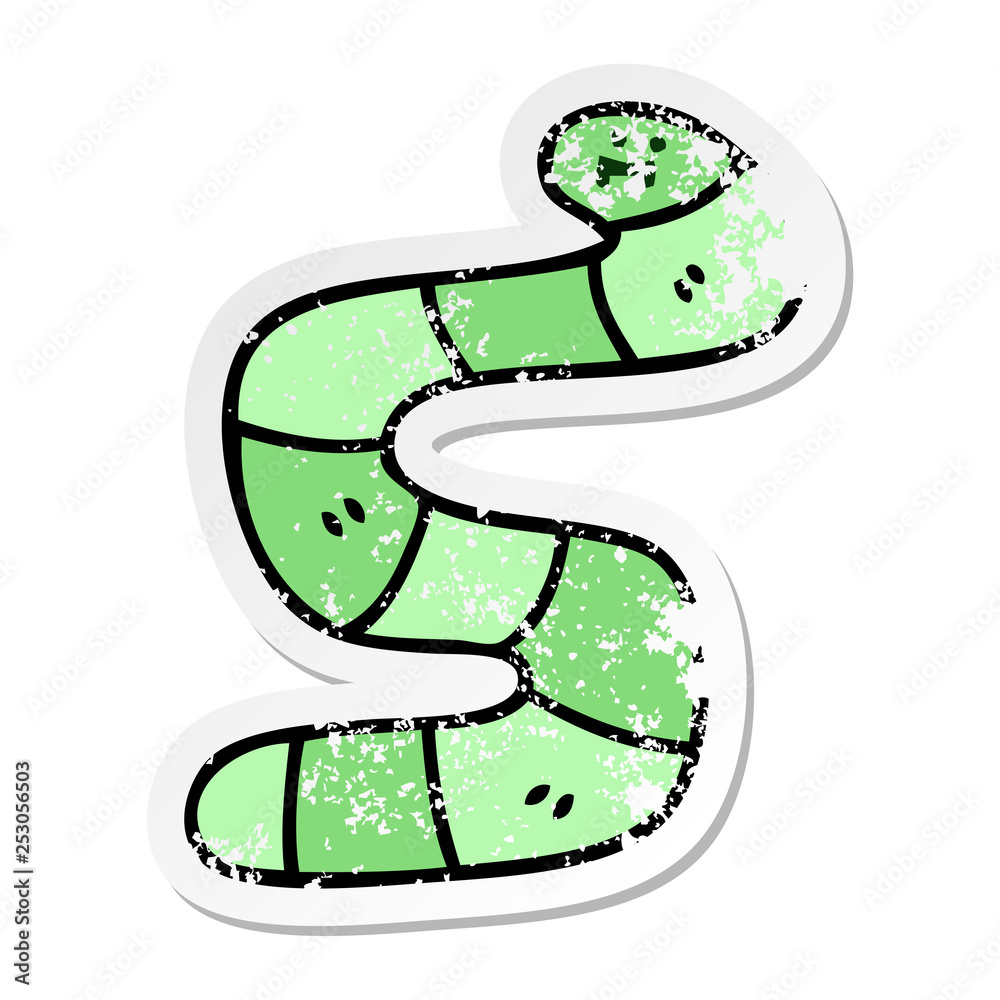 distressed sticker of a quirky hand drawn cartoon snake distressed sticker of a quirky hand drawn cartoon snake
