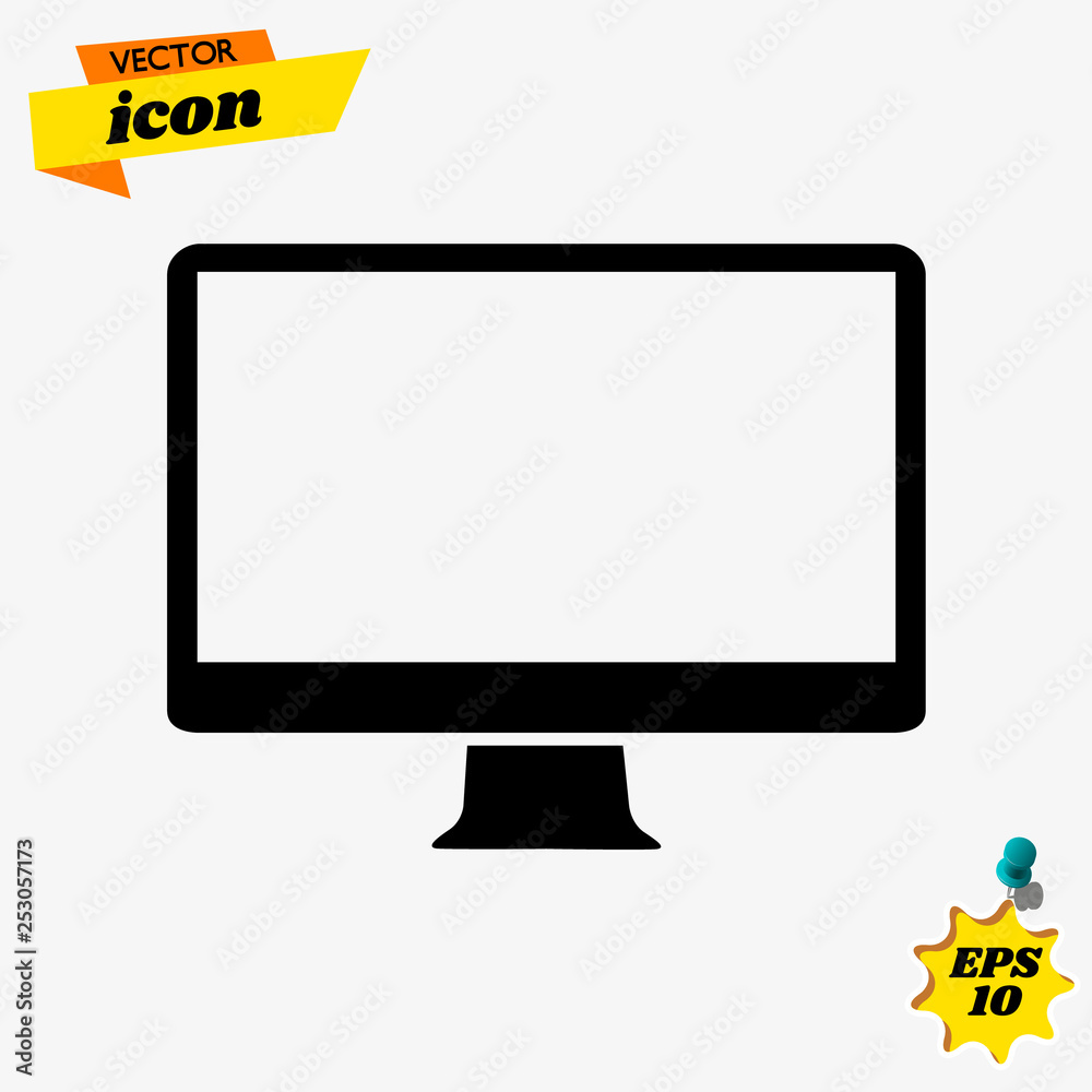 pc Icon vector. Simple flat symbol. Perfect Black pictogram illustration on white background. pc Icon vector. Simple flat symbol. Perfect Black pictogram illustration on white background.