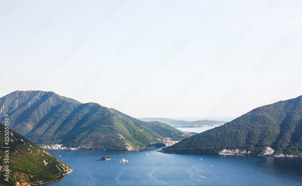 Landscape with views of the Bay of Kotor in Montenegro