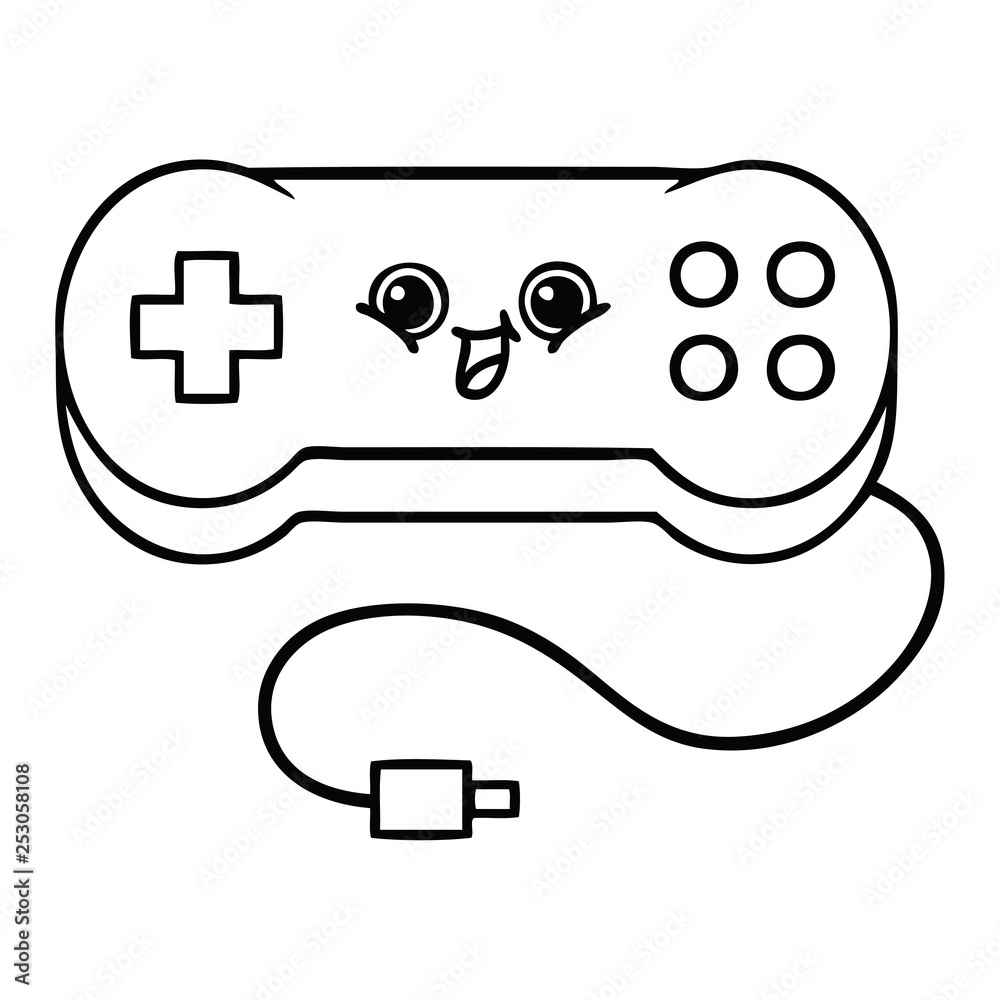 line drawing cartoon game controller