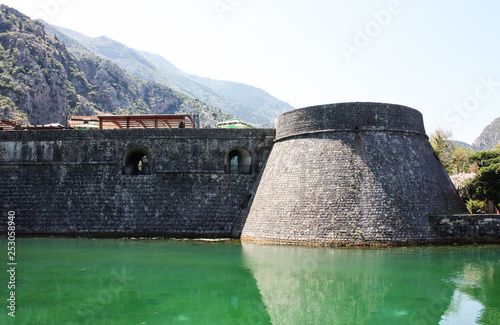 Kotor, Montenegro. Old fortress of Kotor, Montenegro. Tower and wall.