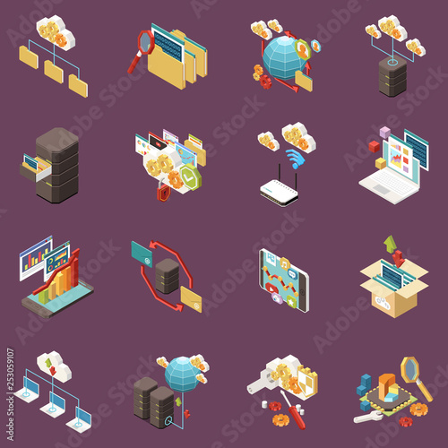 Business Strategy Isometric Flowchart