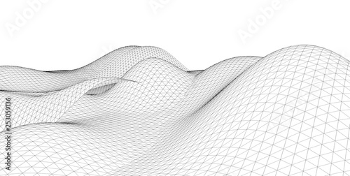 Abstract terrain wireframe landscape background.