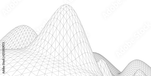 Abstract terrain wireframe landscape background.