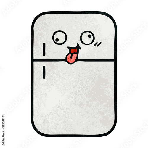 retro grunge texture cartoon fridge freezer