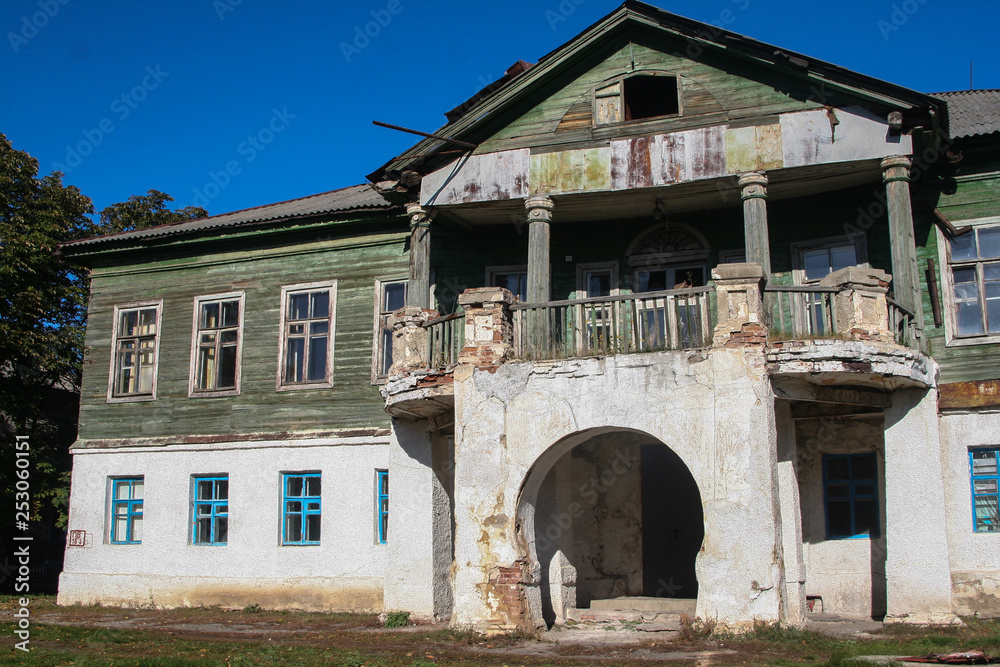 Old abandoned former Losev mansion in Voronezh region