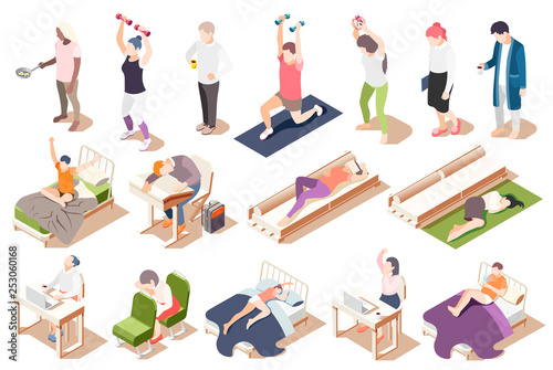 Human Circadian Rhythms Isometric Icon Set