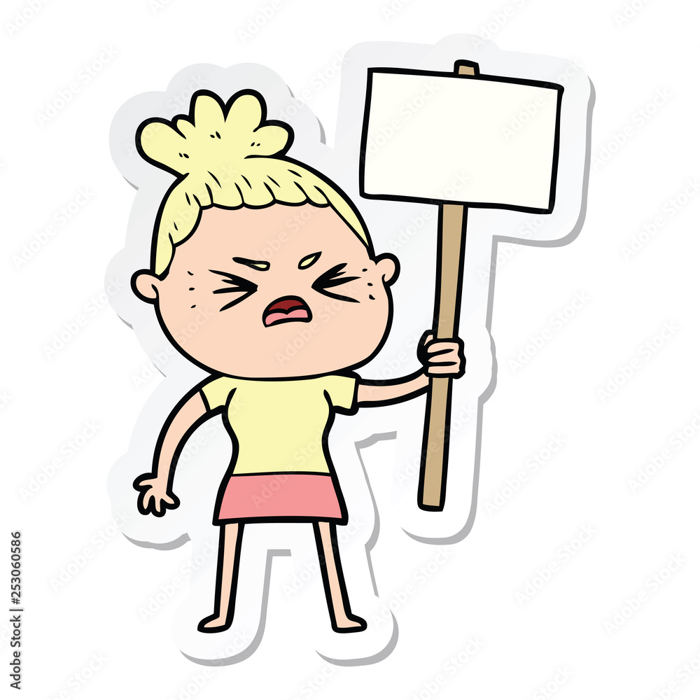 sticker of a cartoon angry woman sticker of a cartoon angry woman