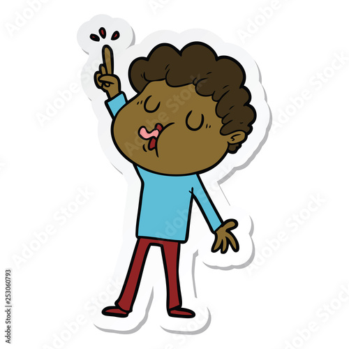 sticker of a cartoon man singing