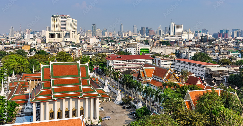 Panoramic view from the Golden Mount in Bangkok, Thailand