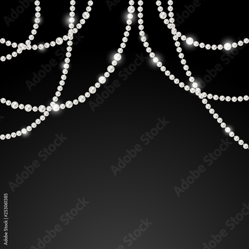 Pearls. Jewelry. Vector illustration. Garland. Beads. Shiny decorations.