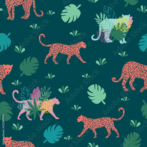 Colorful leopard print pattern. For product design, fabric, wallpaper, background, invitations, packaging design projects. Surface pattern design © Aisling