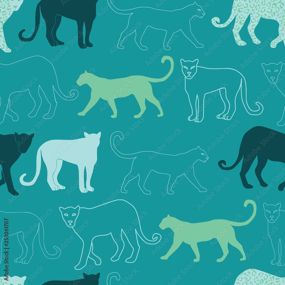green tonal leopard print pattern. For product design, fabric, wallpaper, background, invitations, packaging design projects. Surface pattern design