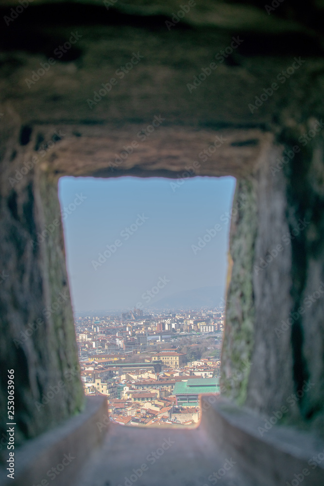 florence,tuscany/Italy 22 february 2019 :view from the windos before the top of the cathedral's bell tower