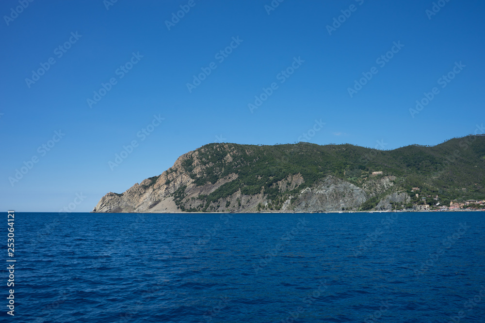 Italy, Cinque Terre, Monterosso, Monterosso al Mare, SCENIC VIEW OF SEA AGAINST CLEAR BLUE SKY