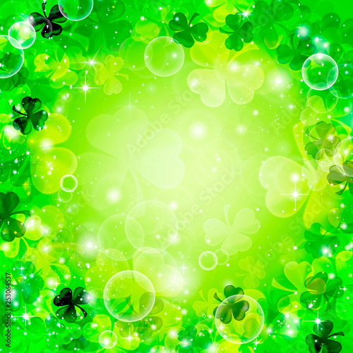 Bright green background, St. Patrick's day, holiday, Ireland, green, yellow, spring background, clover Shamrock, gradient