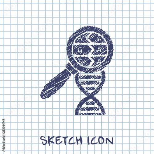 DNA helix sketch. Molecular biology science vector illustration