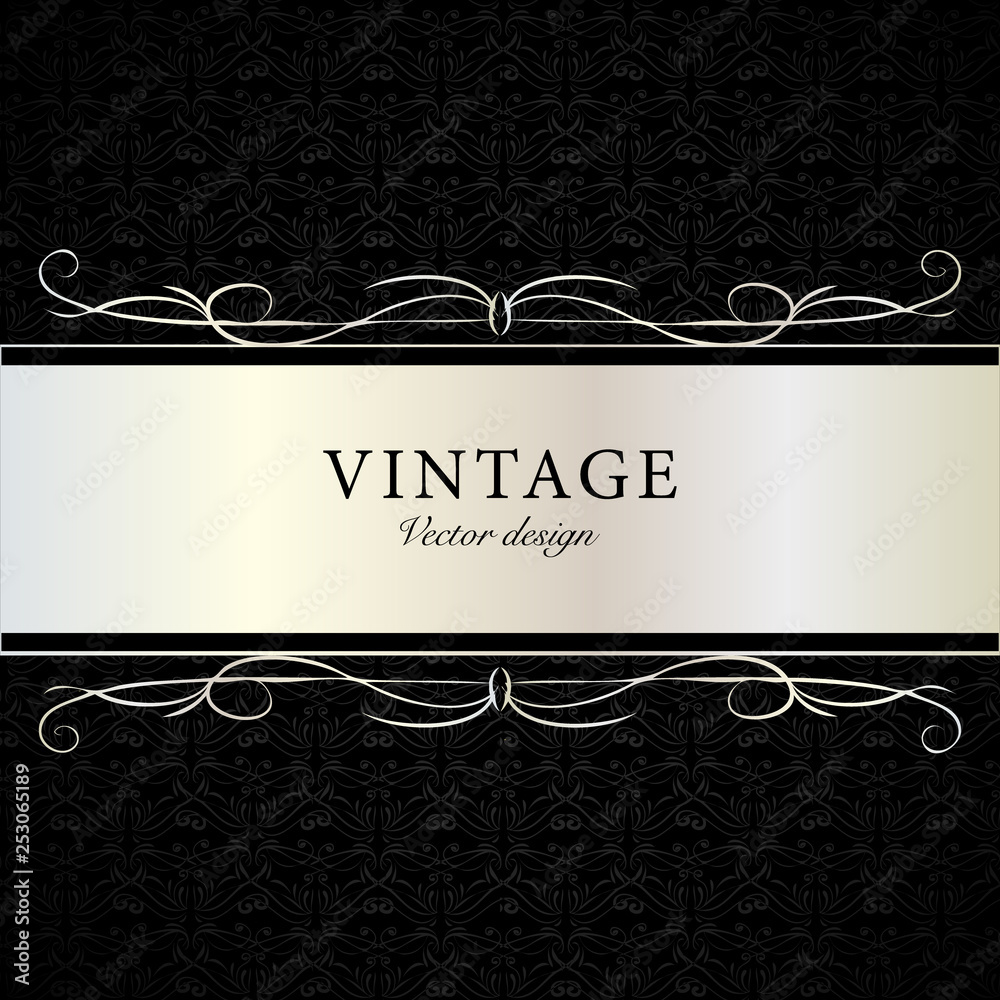Hand drawn black vintage calligraphy card template