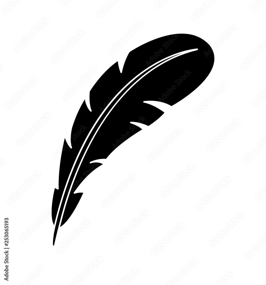 Vector feather icon silhouette isolated on white background illustration Vector feather icon silhouette isolated on white background illustration