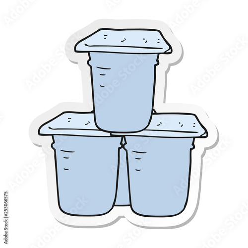 sticker of a cartoon yogurt pots