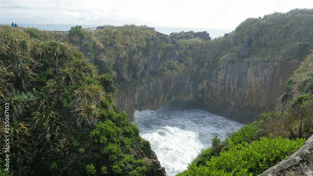 Punakaiki Pancake Rocks and blowholes in the Paparoa National Park, New Zealand Punakaiki Pancake Rocks and blowholes in the Paparoa National Park, New Zealand