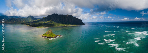 Aerial panorama of Mokolii,Oahu, Hawaii.