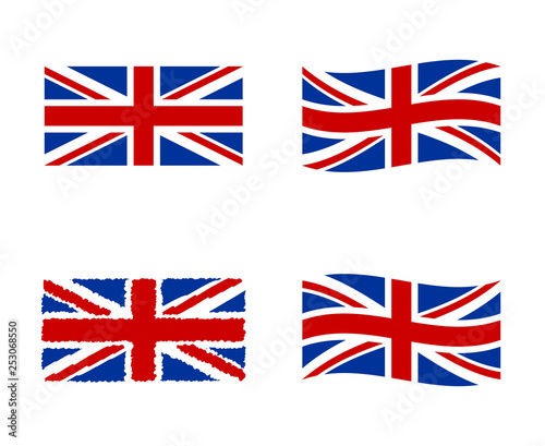 United Kingdom flag, national symbol of the Great Britain - Union Jack, UK flag set