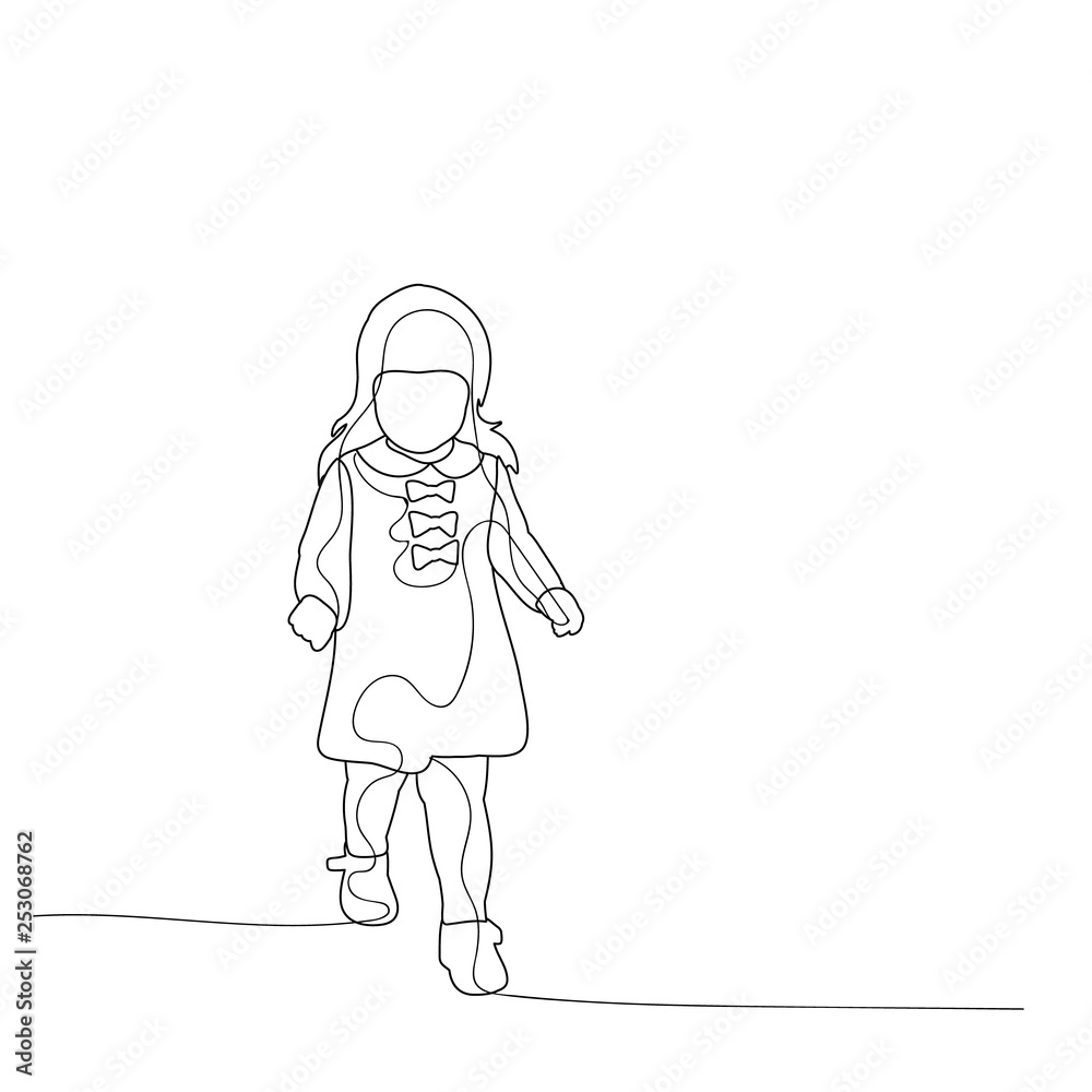vector, isolated, sketch, simple lines baby girl