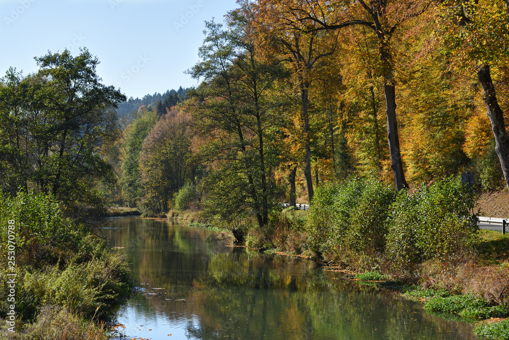 river named Wiesent near to Bayreuth, Bavaria, Germany, in autumn