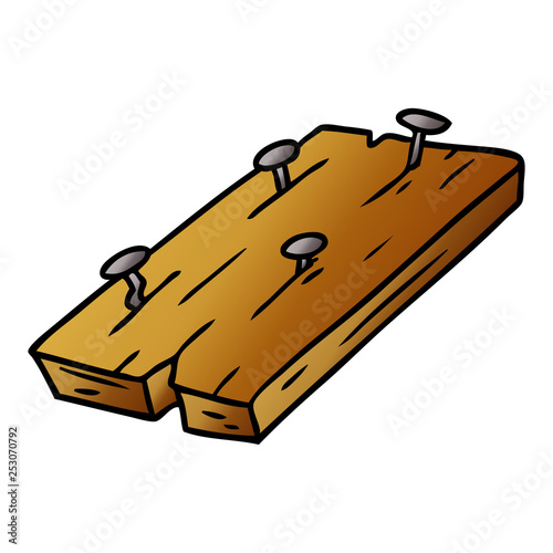 gradient cartoon doodle of nails in a board