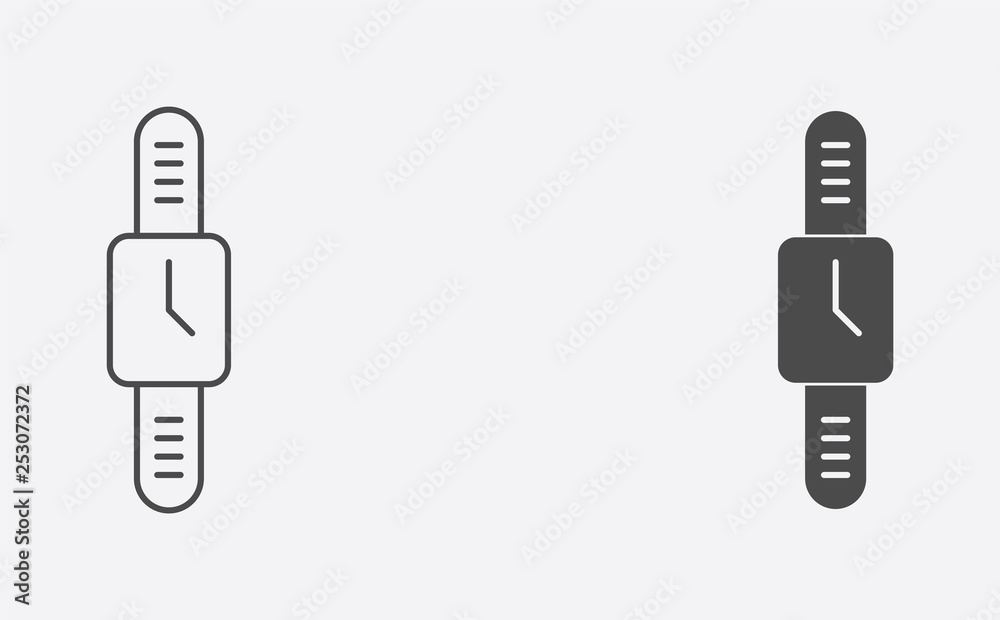 Watch outline and filled vector icon sign symbol Watch outline and filled vector icon sign symbol