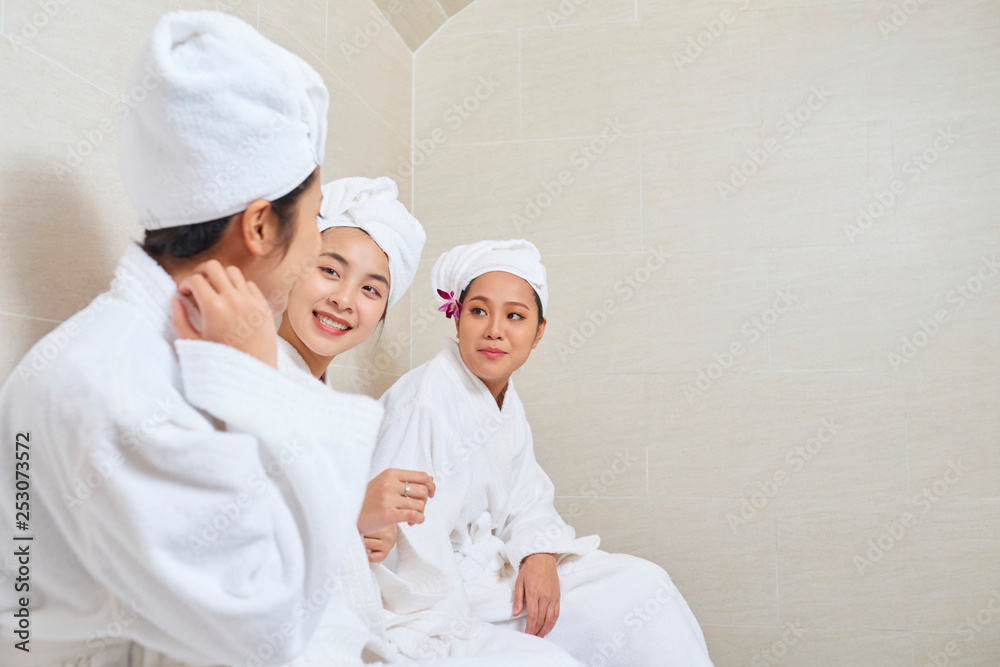 Friends resting in spa salon Friends resting in spa salon