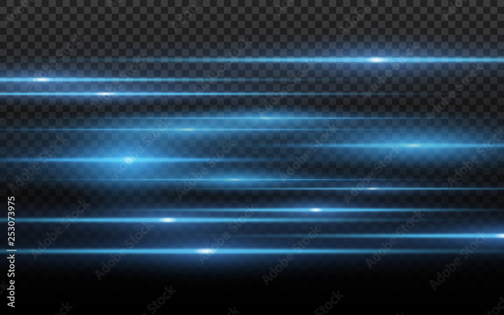 Blue light effect. Abstract laser beams of light. Chaotic neon rays of light for your project. Isolated on transparent dark background. Vector illustration Blue light effect. Abstract laser beams of light. Chaotic neon rays of light for your project. Isolated on transparent dark background. Vector illustration