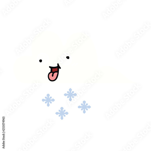 flat color retro cartoon snow cloud