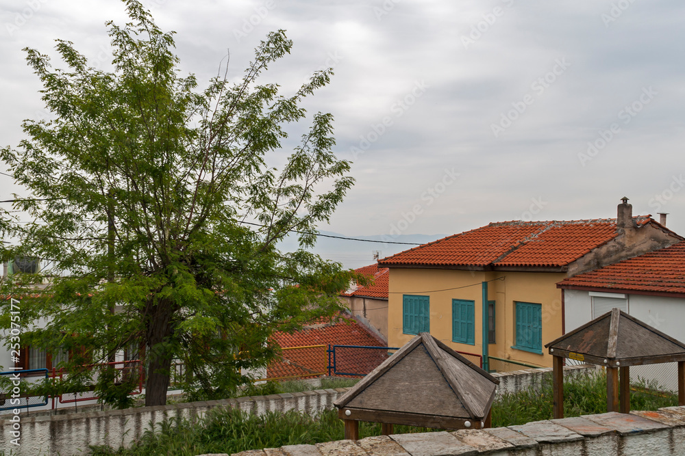 Steets and  building in old town of city of Kavala, East Macedonia and Thrace, Greece